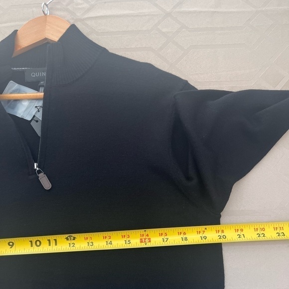 New Quincy Men Australian Wool Quarter Zip Sweater Black Size M - Picture 4 of 5